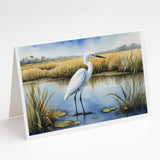 Snowy Egret in Coastal Marshes Greeting Cards Pack of 8