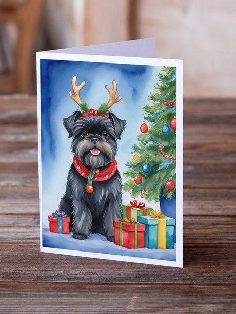 Affenpinscher Christmas Reindeer Greeting Cards Pack of 8