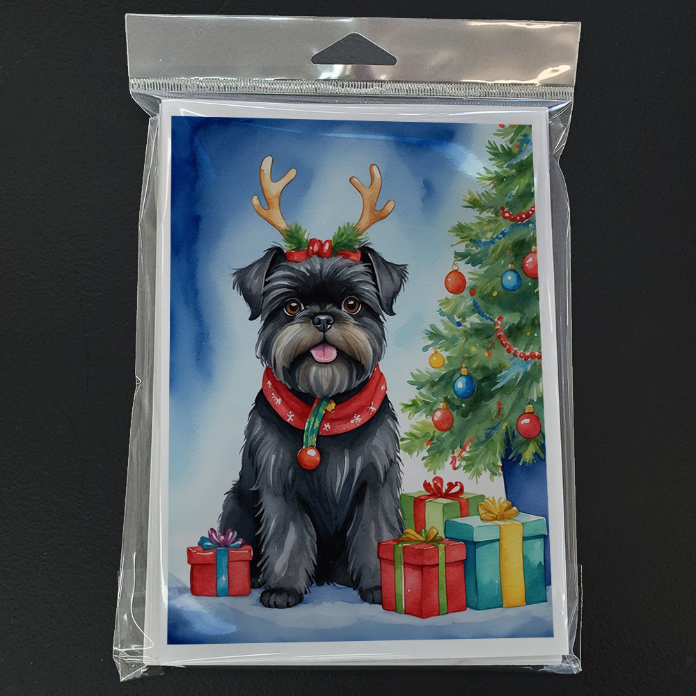 Affenpinscher Christmas Reindeer Greeting Cards Pack of 8