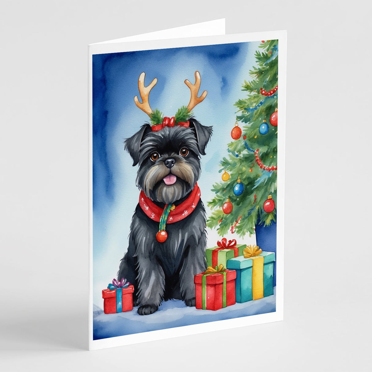 Affenpinscher Christmas Reindeer Greeting Cards Pack of 8