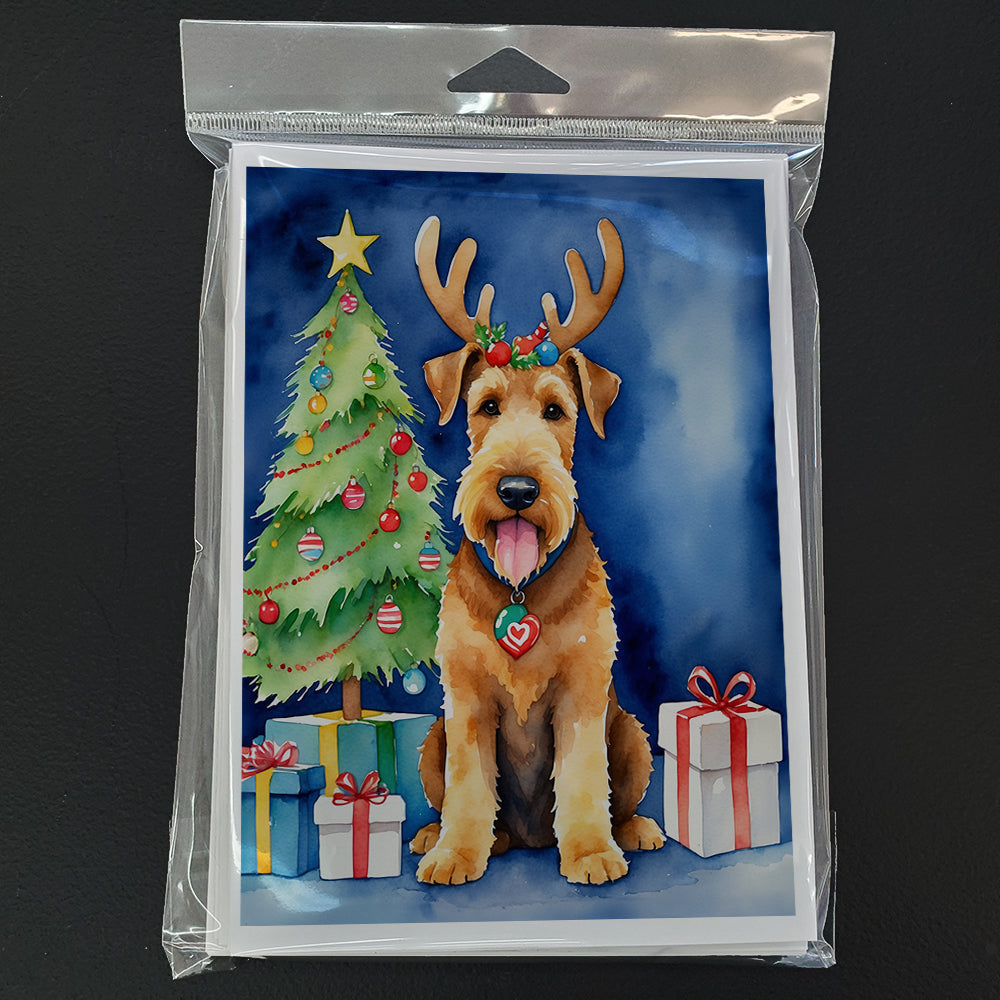 Airedale Terrier Christmas Reindeer Greeting Cards Pack of 8