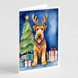 Airedale Terrier Christmas Reindeer Greeting Cards Pack of 8