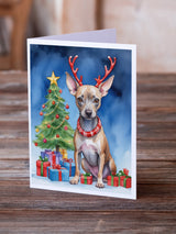 American Hairless Terrier Christmas Reindeer Greeting Cards Pack of 8