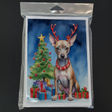 American Hairless Terrier Christmas Reindeer Greeting Cards Pack of 8