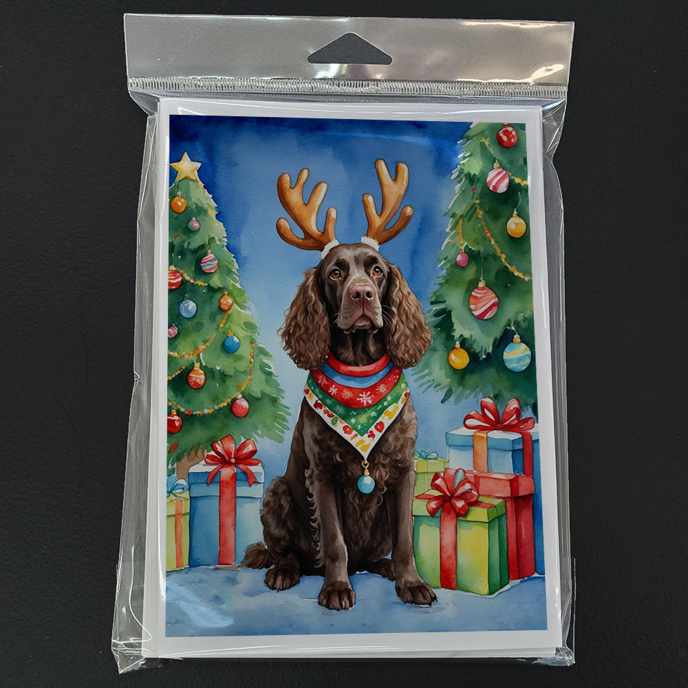 American Water Spaniel Christmas Reindeer Greeting Cards Pack of 8