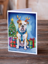 American Bulldog Christmas Reindeer Greeting Cards Pack of 8