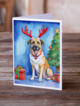 Anatolian Shepherd Dog Christmas Reindeer Greeting Cards Pack of 8