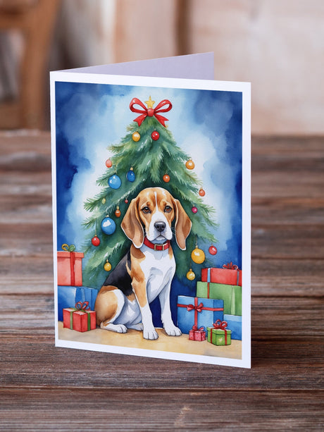 Beagle Christmas Reindeer Greeting Cards Pack of 8