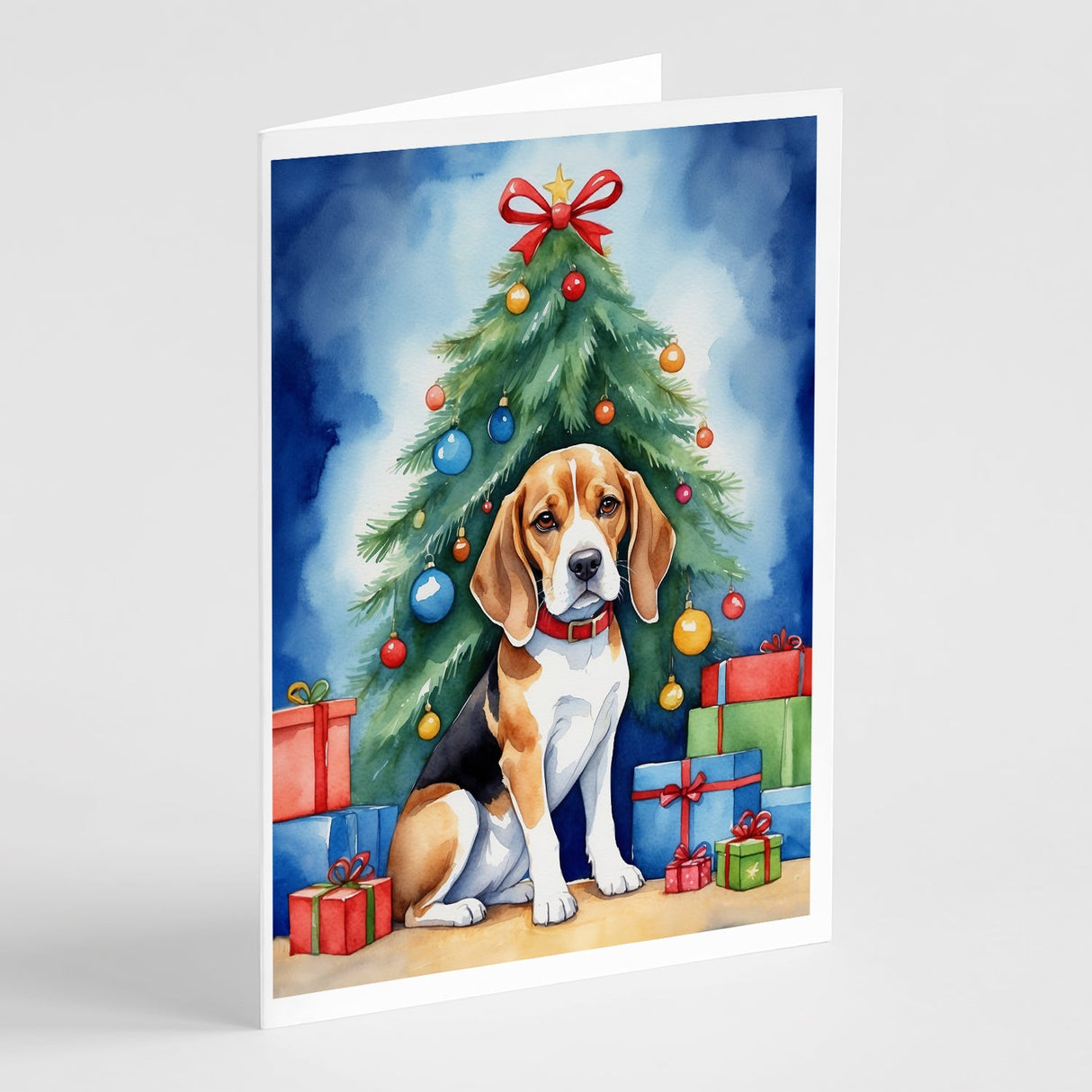 Beagle Christmas Reindeer Greeting Cards Pack of 8