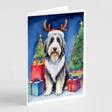 Bearded Collie Christmas Reindeer Greeting Cards Pack of 8