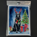 Belgian Sheepdog Christmas Reindeer Greeting Cards Pack of 8