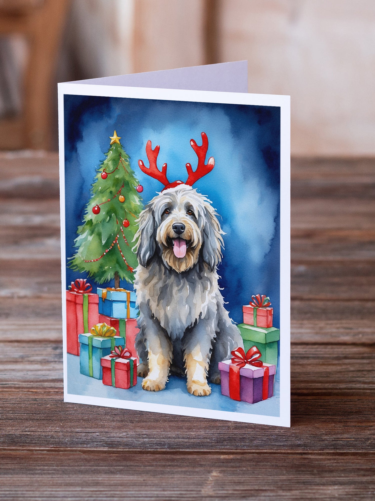 Bergamasco Christmas Reindeer Greeting Cards Pack of 8