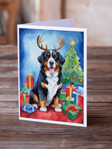 Bernese Mountain Dog Christmas Reindeer Greeting Cards Pack of 8