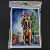 Bloodhound Christmas Reindeer Greeting Cards Pack of 8