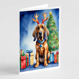 Bloodhound Christmas Reindeer Greeting Cards Pack of 8