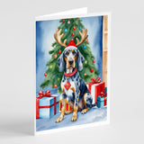 Bluetick Coonhound Christmas Reindeer Greeting Cards Pack of 8