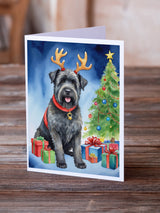 Bouvier des Flandres Christmas Reindeer Greeting Cards Pack of 8