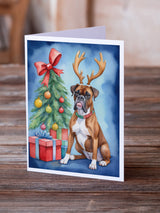 Boxer Christmas Reindeer Greeting Cards Pack of 8