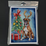 Boxer Christmas Reindeer Greeting Cards Pack of 8