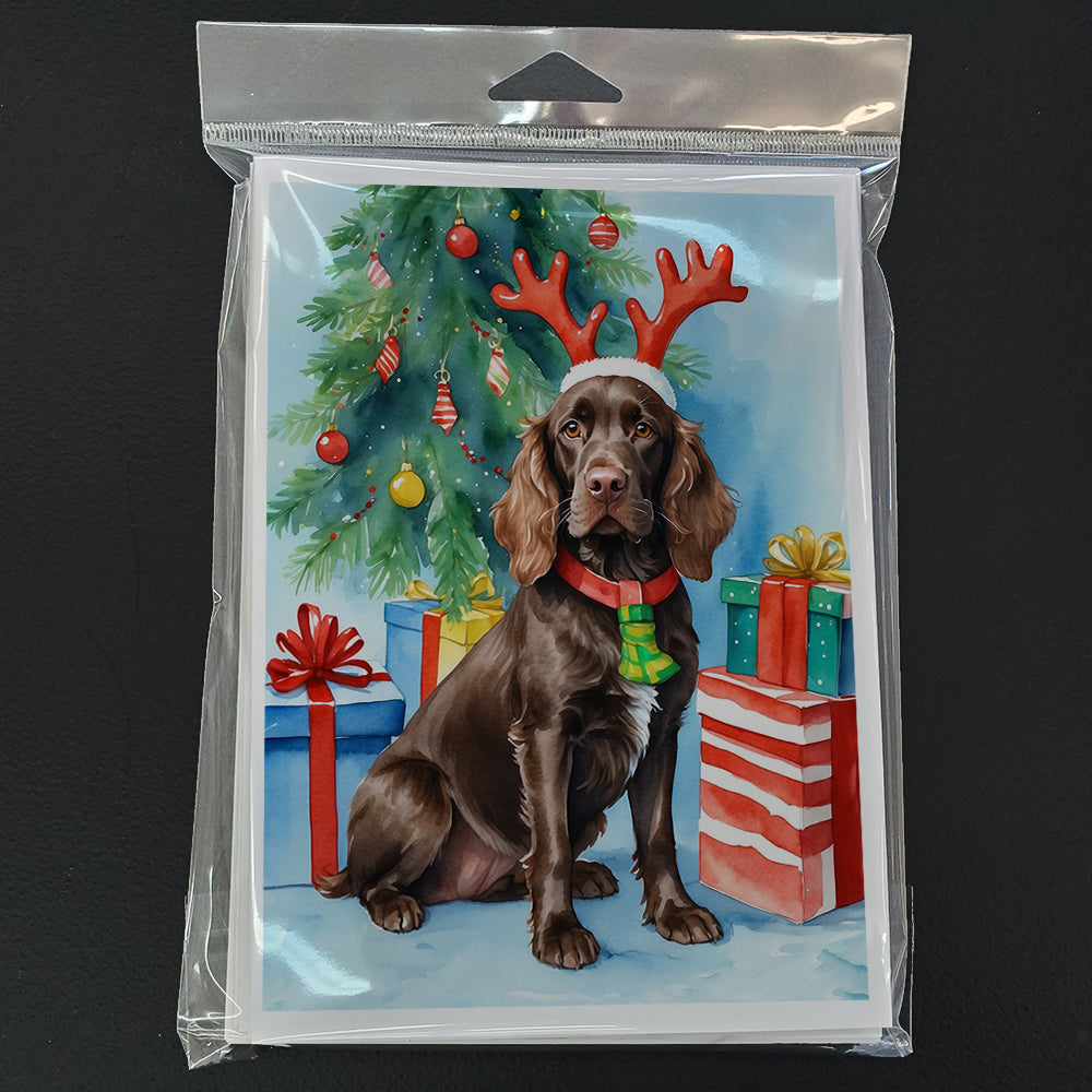 Boykin Spaniel Christmas Reindeer Greeting Cards Pack of 8