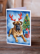 Bullmastiff Christmas Reindeer Greeting Cards Pack of 8