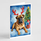 Bullmastiff Christmas Reindeer Greeting Cards Pack of 8