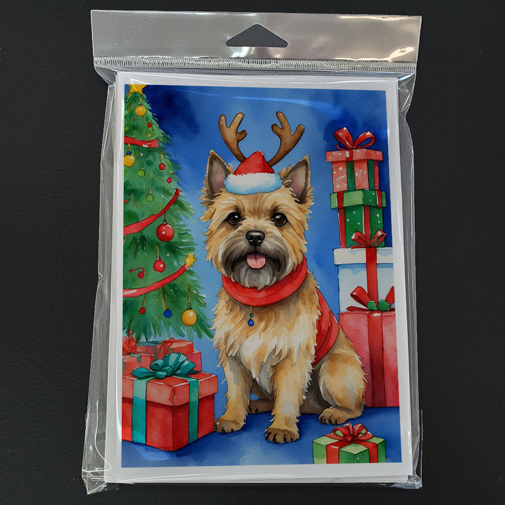 Cairn Terrier Christmas Reindeer Greeting Cards Pack of 8