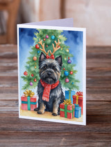 Black Cairn Terrier Christmas Reindeer Greeting Cards Pack of 8