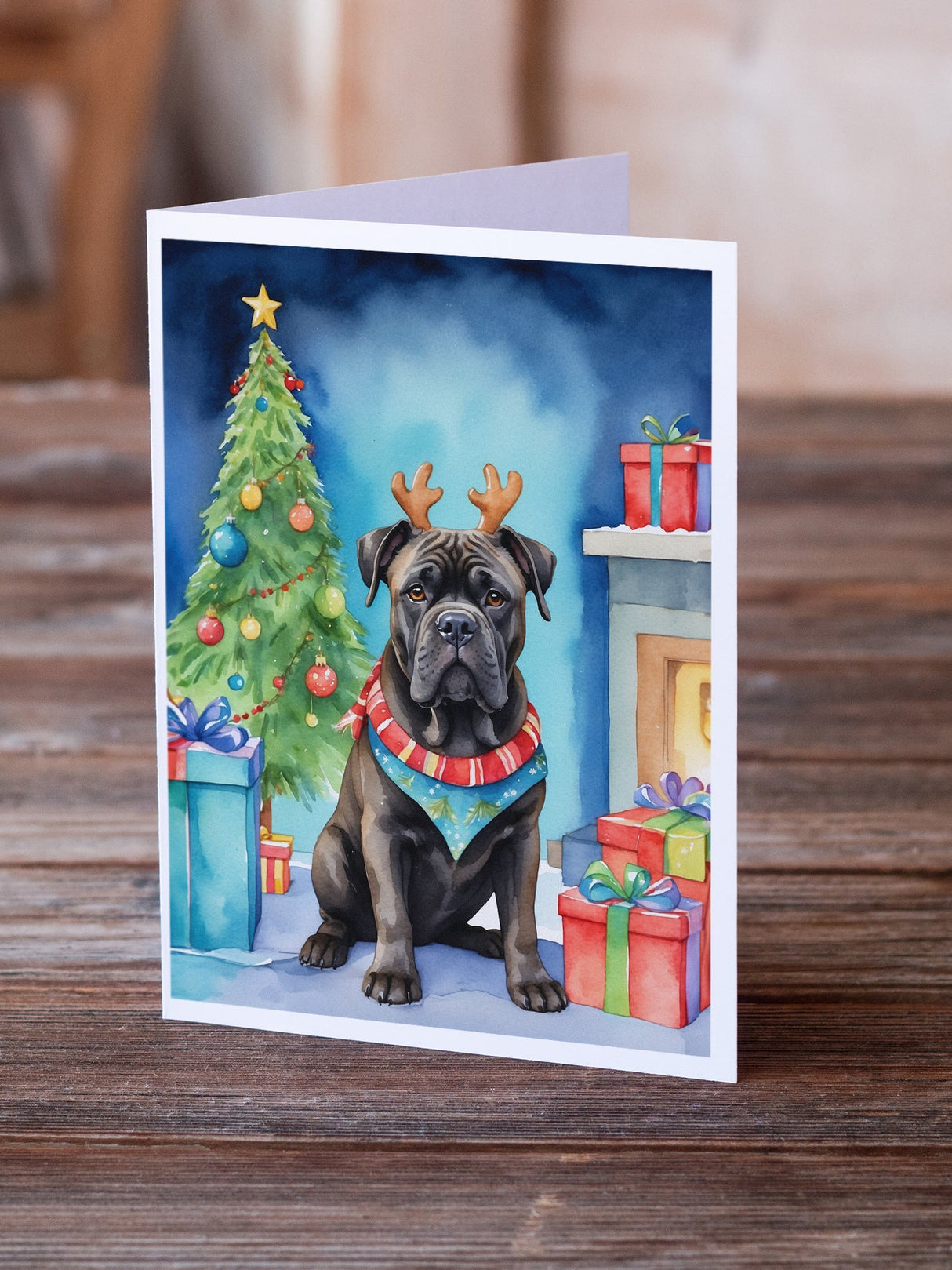 Cane Corso Christmas Reindeer Greeting Cards Pack of 8