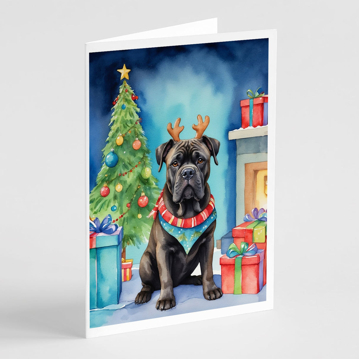 Cane Corso Christmas Reindeer Greeting Cards Pack of 8