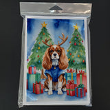 Cavalier Spaniel Christmas Reindeer Greeting Cards Pack of 8