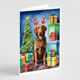 Chesapeake Bay Retriever Christmas Reindeer Greeting Cards Pack of 8