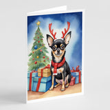 Black and Tan Chihuahua Christmas Reindeer Greeting Cards Pack of 8