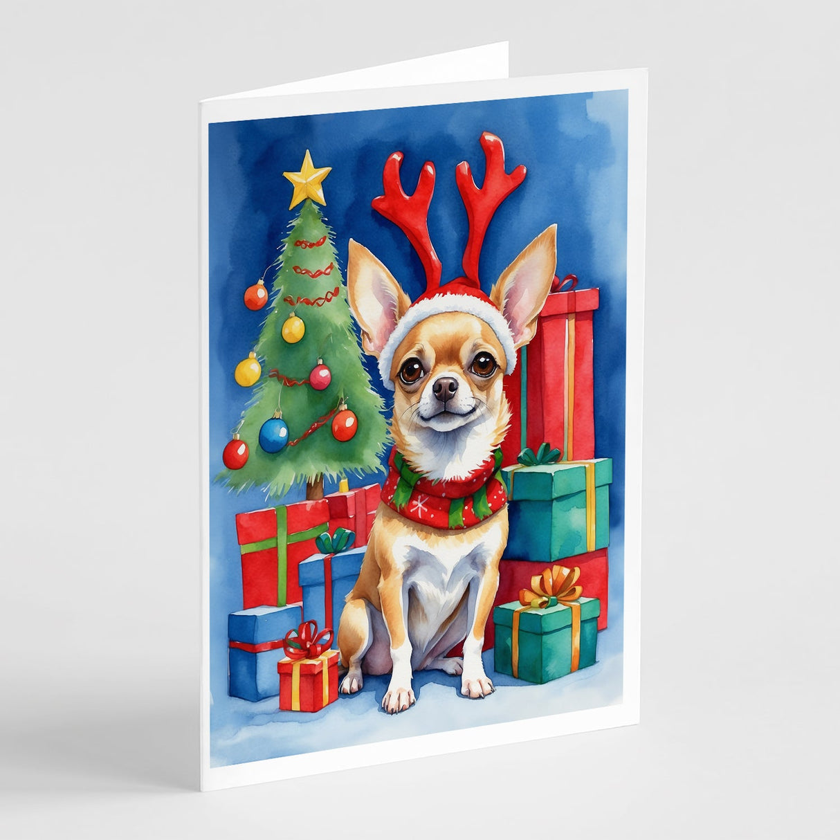 Chihuahua Christmas Reindeer Greeting Cards Pack of 8