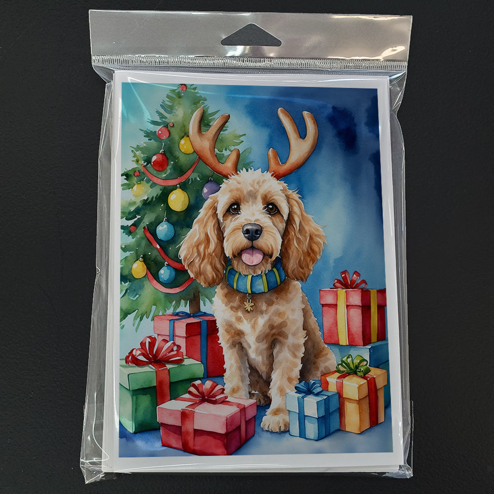 Cockapoo Christmas Reindeer Greeting Cards Pack of 8