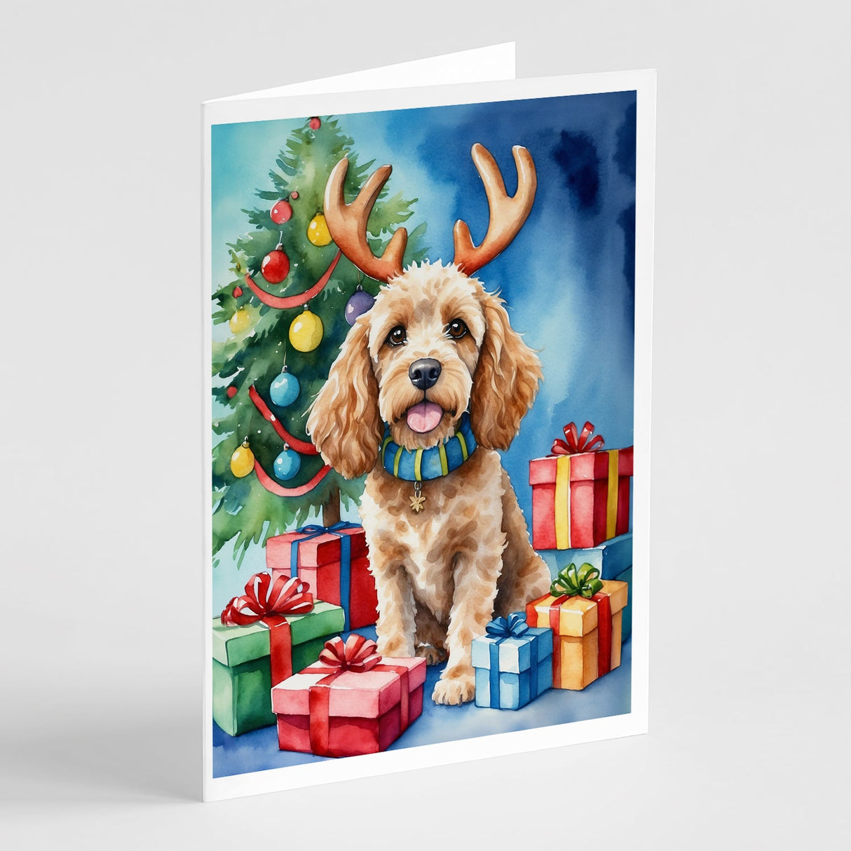 Cockapoo Christmas Reindeer Greeting Cards Pack of 8