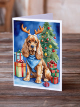 Cocker Spaniel Christmas Reindeer Greeting Cards Pack of 8