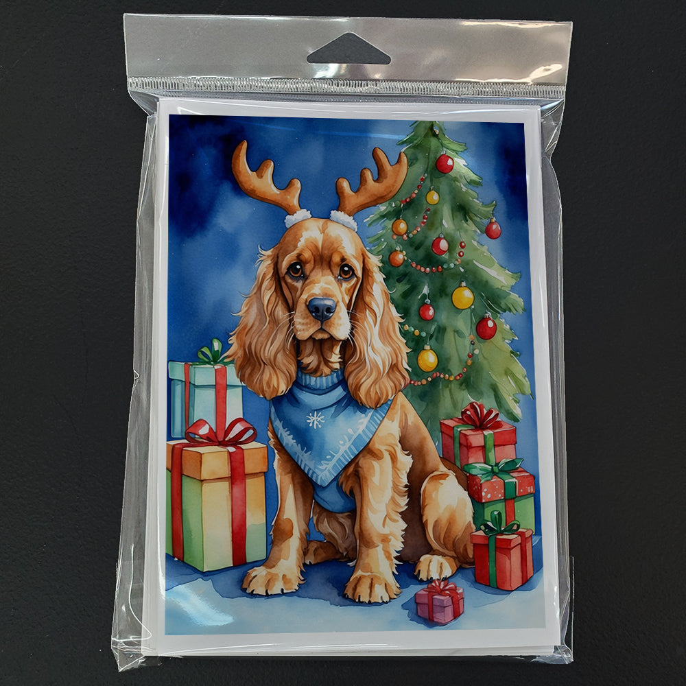 Cocker Spaniel Christmas Reindeer Greeting Cards Pack of 8