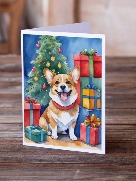 Corgi Christmas Reindeer Greeting Cards Pack of 8