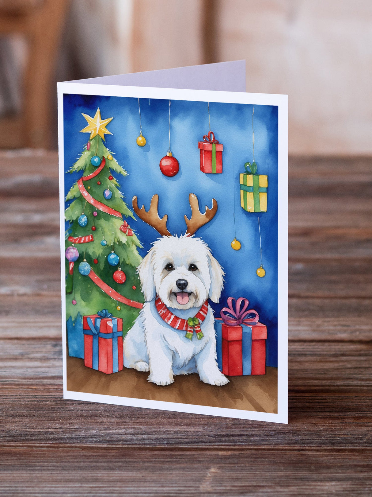 Coton de Tulear Christmas Reindeer Greeting Cards Pack of 8