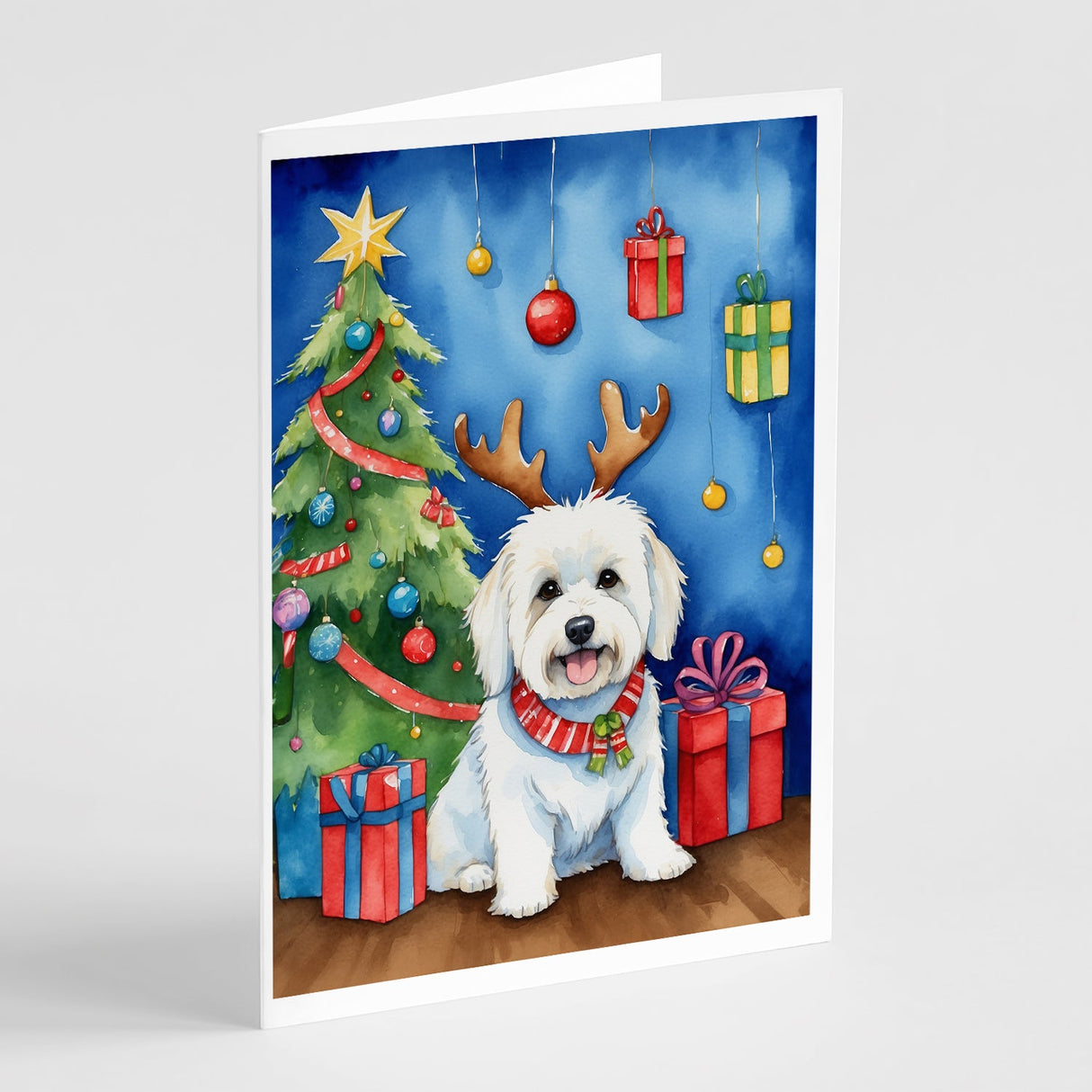 Coton de Tulear Christmas Reindeer Greeting Cards Pack of 8