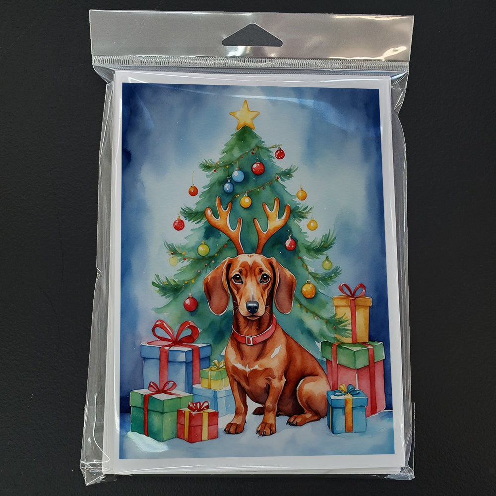 Dachshund Christmas Reindeer Greeting Cards Pack of 8