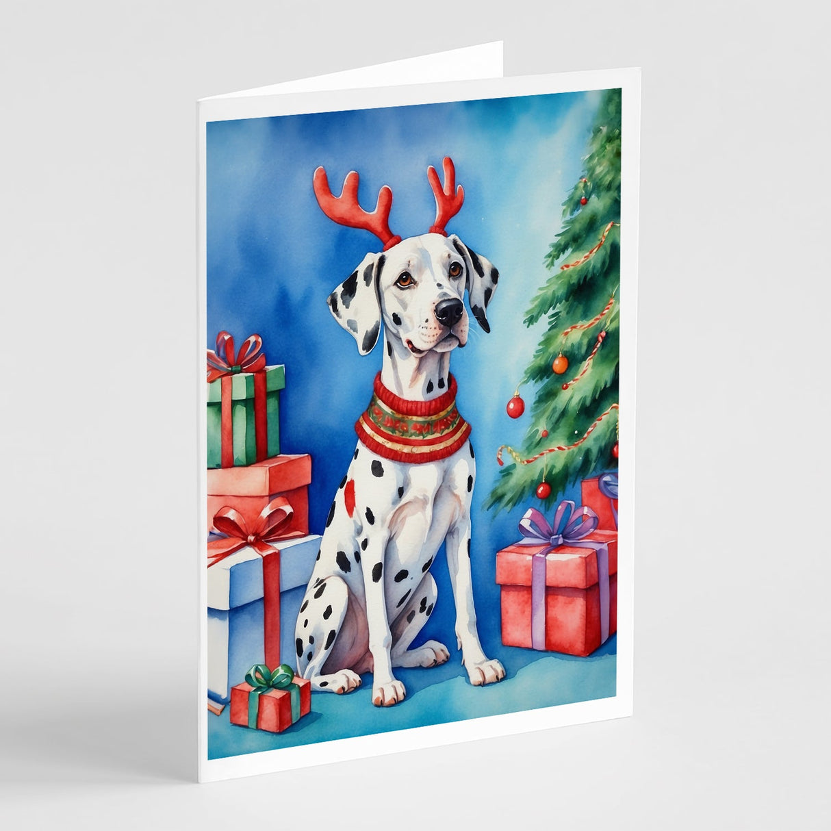 Dalmatian Christmas Reindeer Greeting Cards Pack of 8