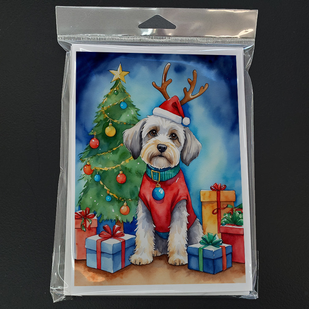 Dandie Dinmont Terrier Christmas Reindeer Greeting Cards Pack of 8