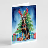 Doberman Pinscher Christmas Reindeer Greeting Cards Pack of 8