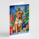 Dogue de Bordeaux Christmas Reindeer Greeting Cards Pack of 8