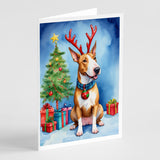 Bull Terrier Christmas Reindeer Greeting Cards Pack of 8