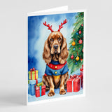 English Cocker Spaniel Christmas Reindeer Greeting Cards Pack of 8