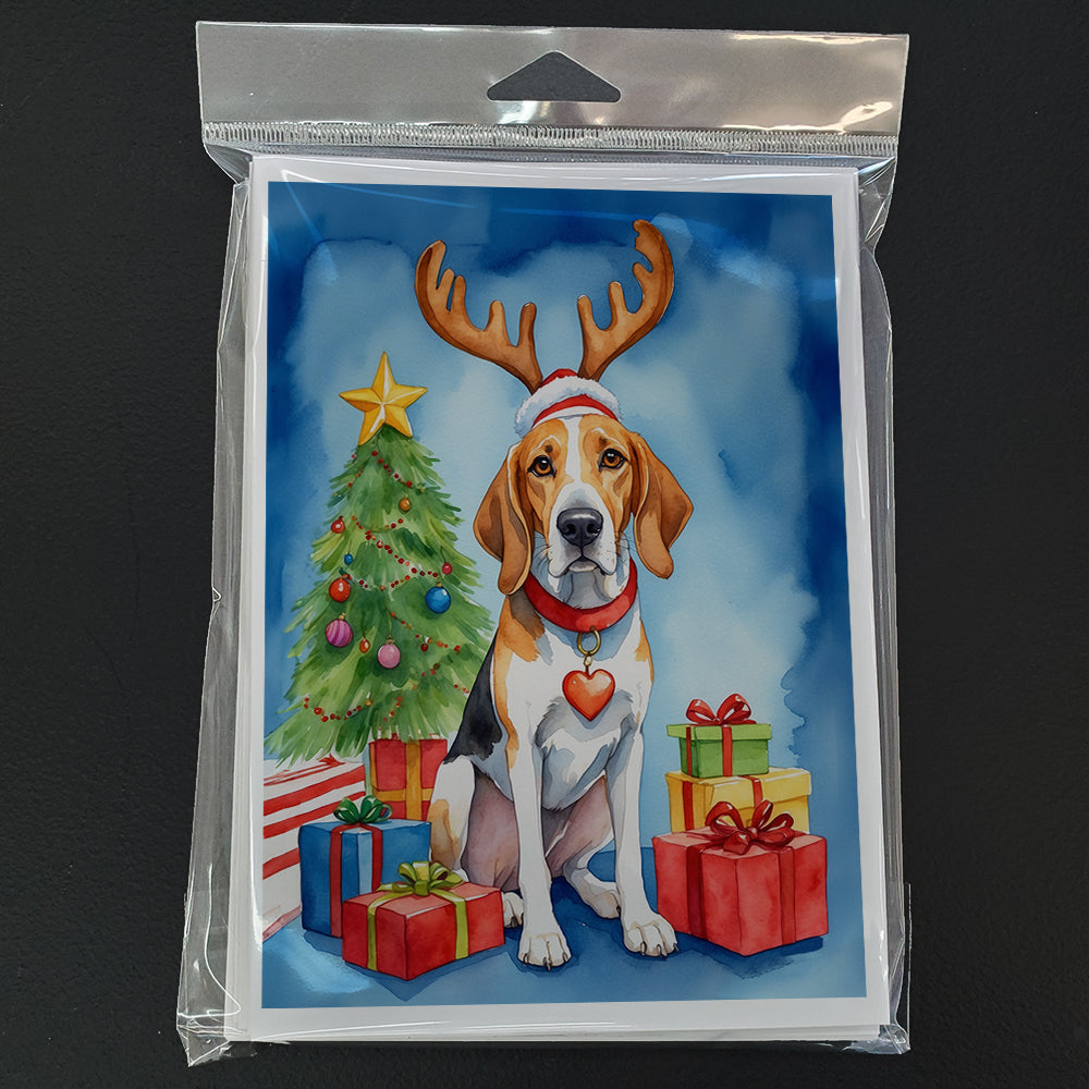 English Foxhound Christmas Reindeer Greeting Cards Pack of 8