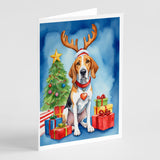 English Foxhound Christmas Reindeer Greeting Cards Pack of 8